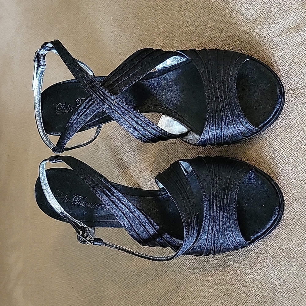 Black Satin Strap Heels